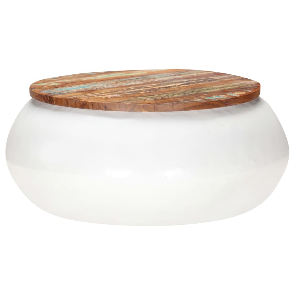 Table basse Blanc 68x68x30 cm Bois de récupération solide - XIOS