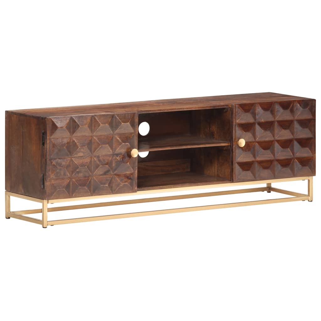 Meuble TV 124 x 29 x 45 cm en bois de manguier massif - XIOS