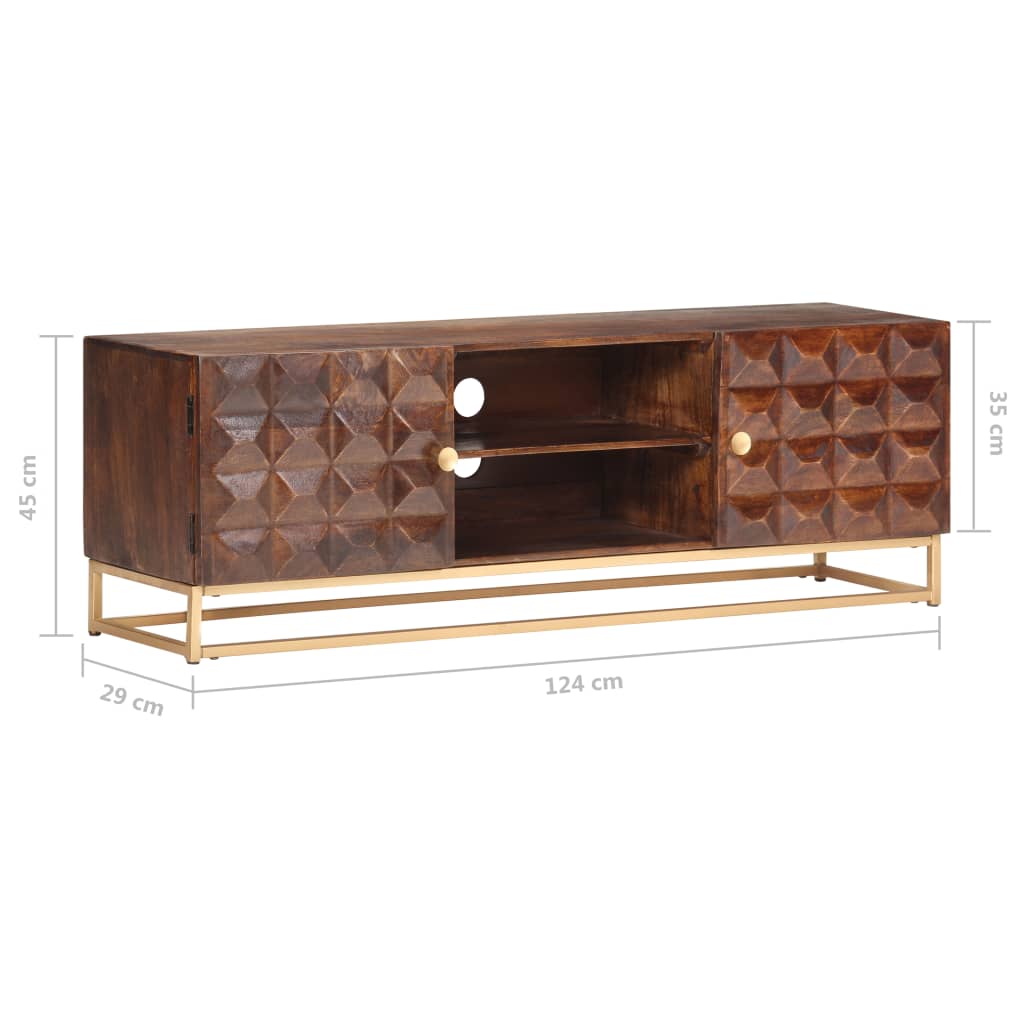 Meuble TV 124 x 29 x 45 cm en bois de manguier massif - XIOS