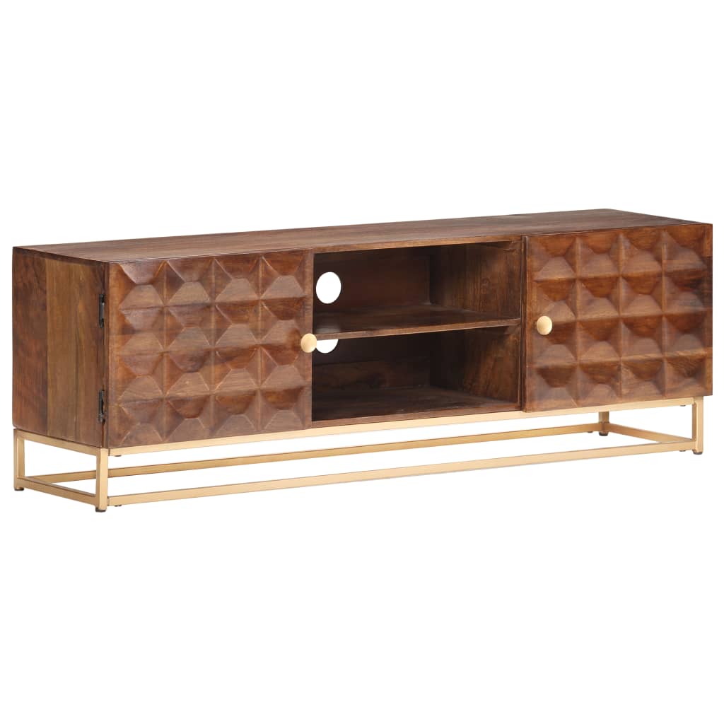 Meuble TV 124 x 29 x 45 cm en bois de manguier massif - XIOS