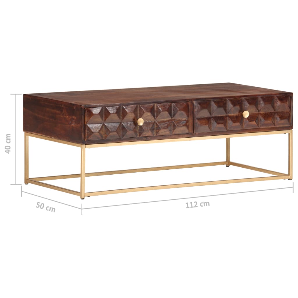 Table basse 112 x 50 x 40 cm en bois de manguier massif - XIOS