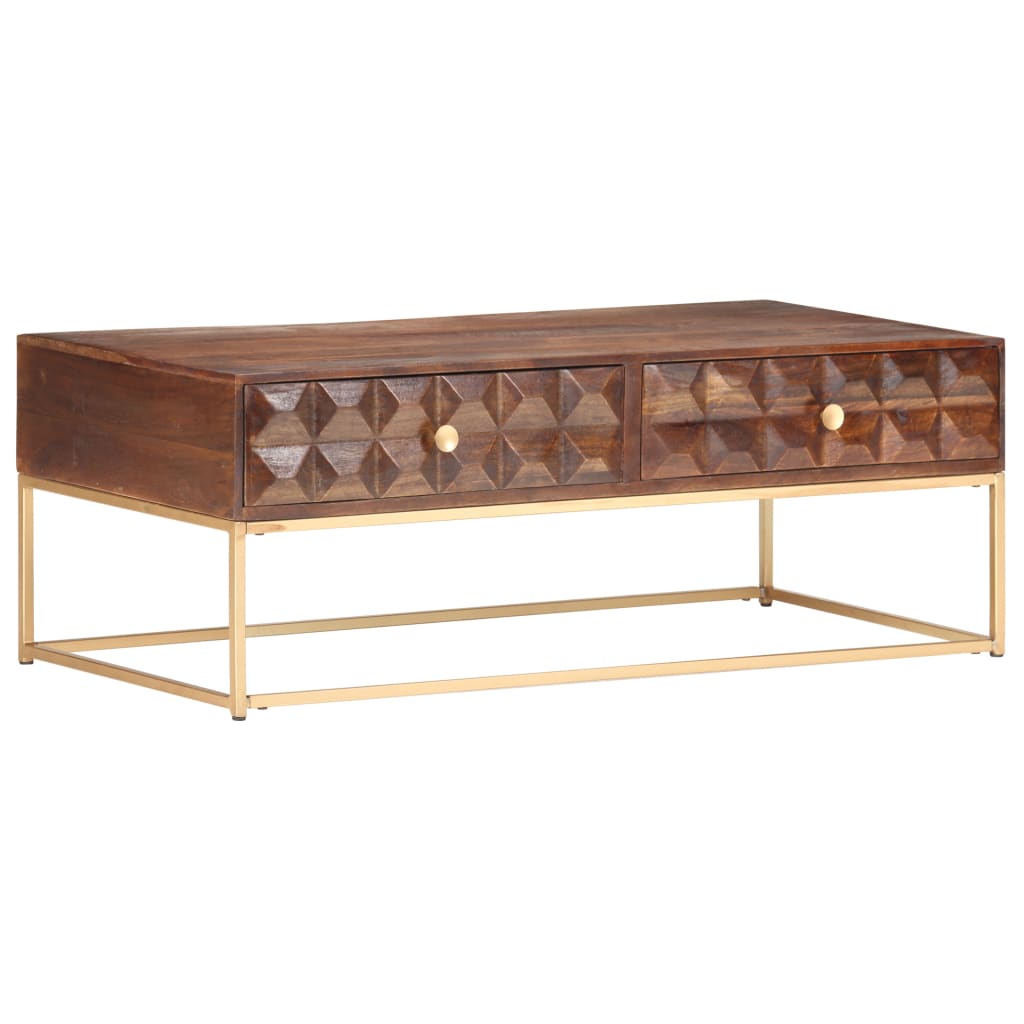 Table basse 112 x 50 x 40 cm en bois de manguier massif - XIOS