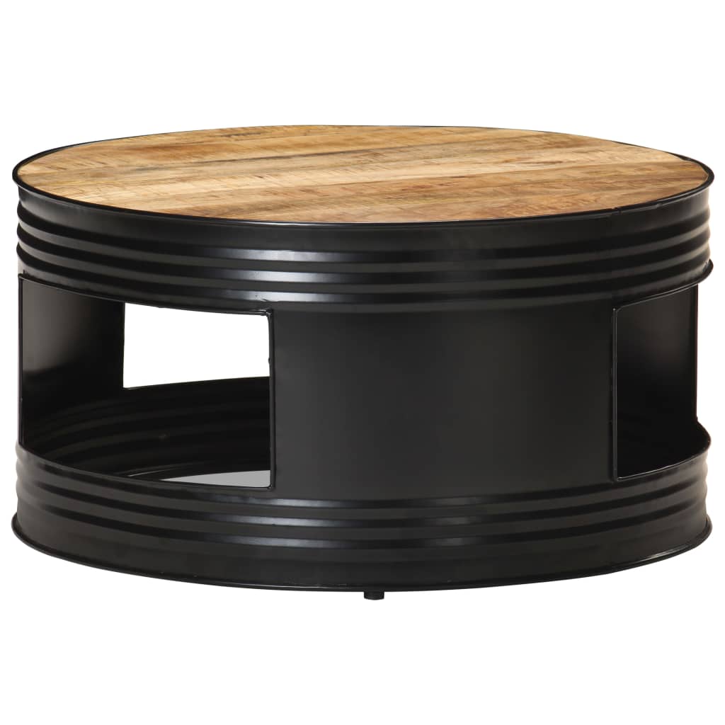 Table basse Noir 68x68x36 cm Bois massif de manguier brut - XIOS
