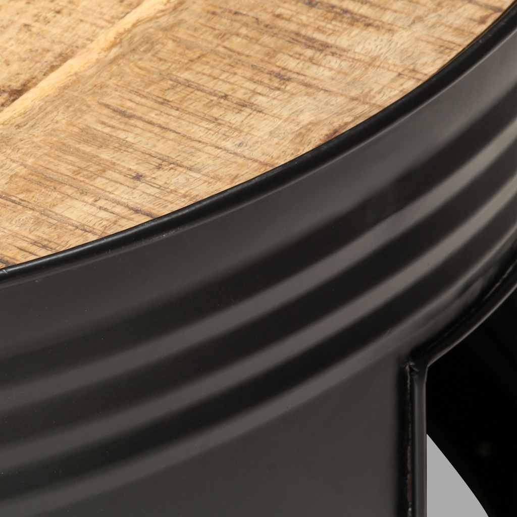 Table basse Noir 68x68x36 cm Bois massif de manguier brut - XIOS