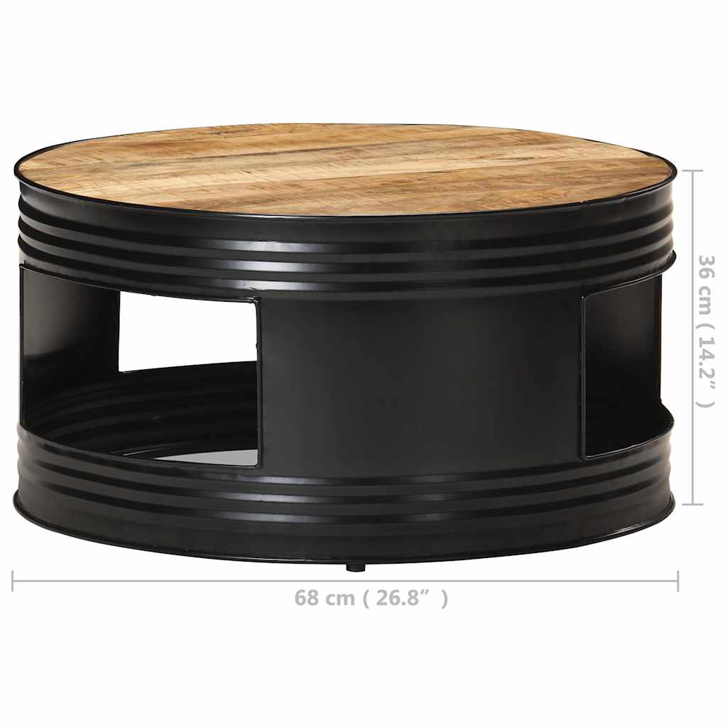 Table basse Noir 68x68x36 cm Bois massif de manguier brut - XIOS