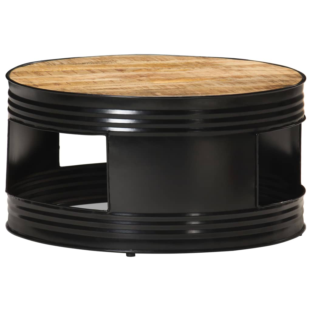 Table basse Noir 68x68x36 cm Bois massif de manguier brut - XIOS