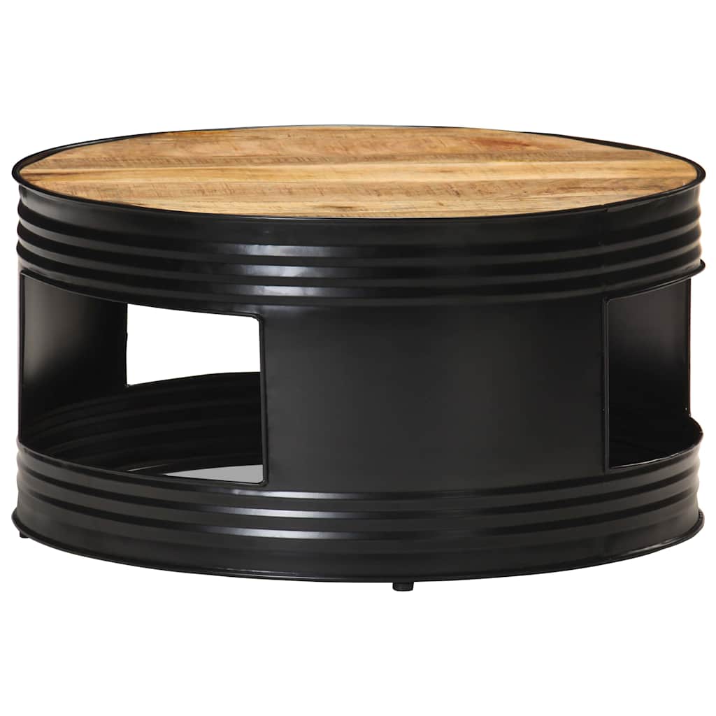 Table basse Noir 68x68x36 cm Bois massif de manguier brut - XIOS