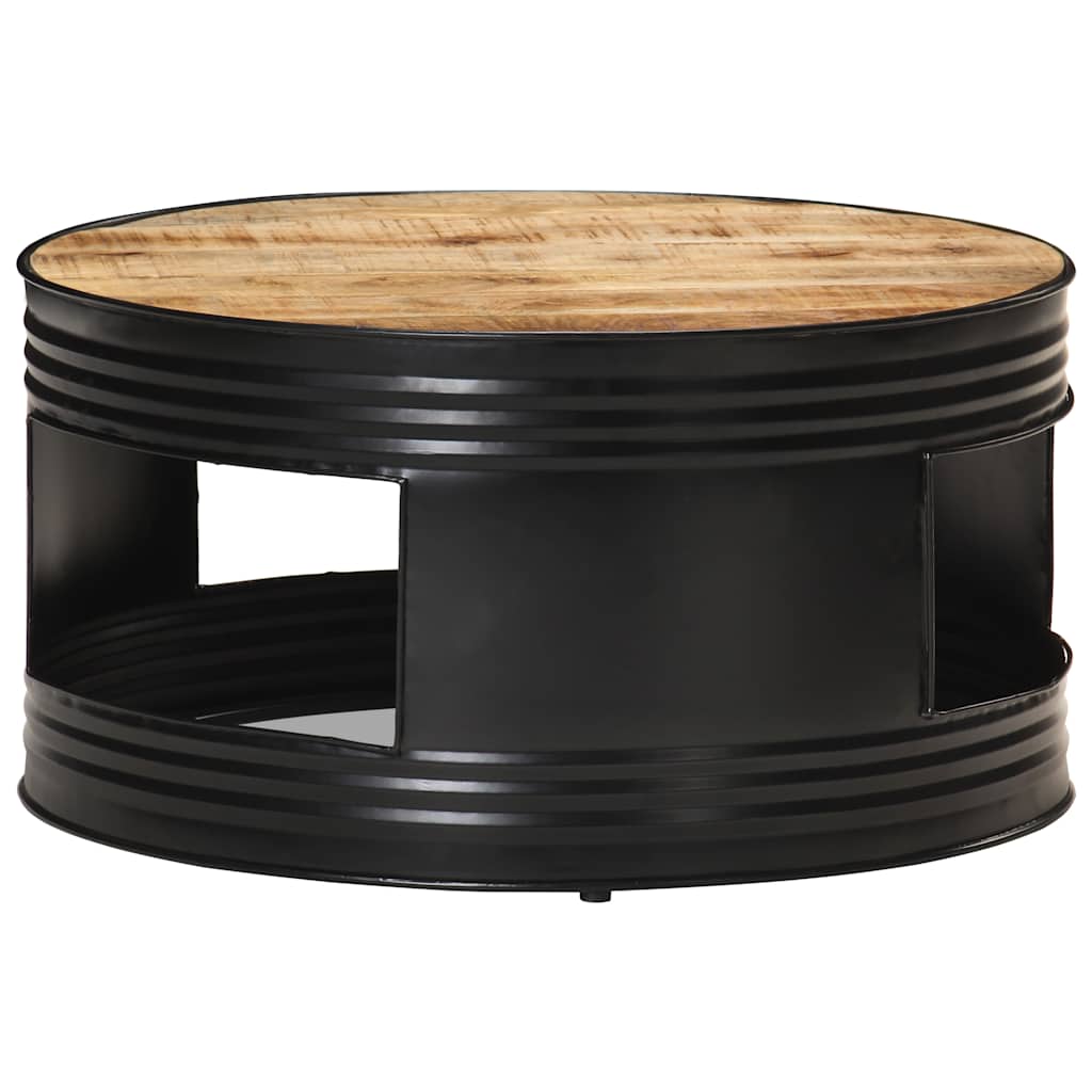 Table basse Noir 68x68x36 cm Bois massif de manguier brut - XIOS