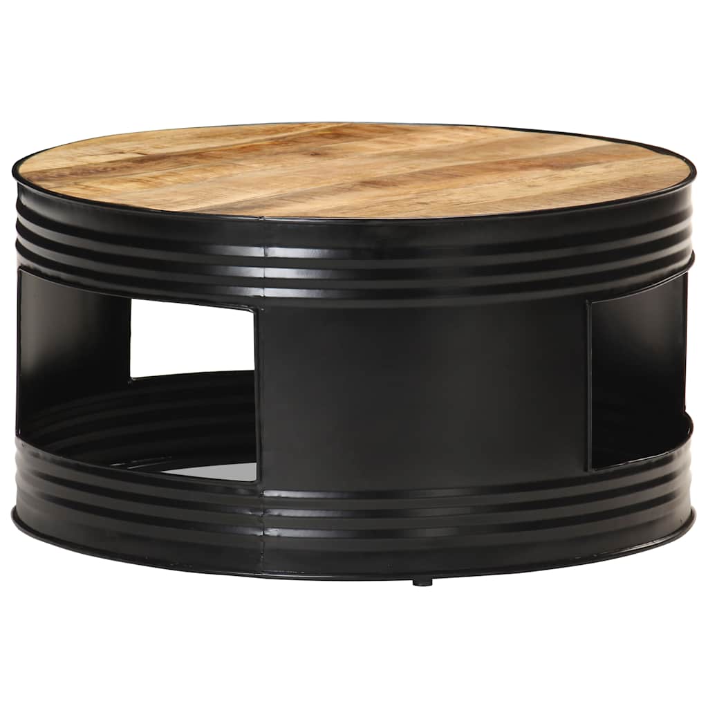 Table basse Noir 68x68x36 cm Bois massif de manguier brut - XIOS