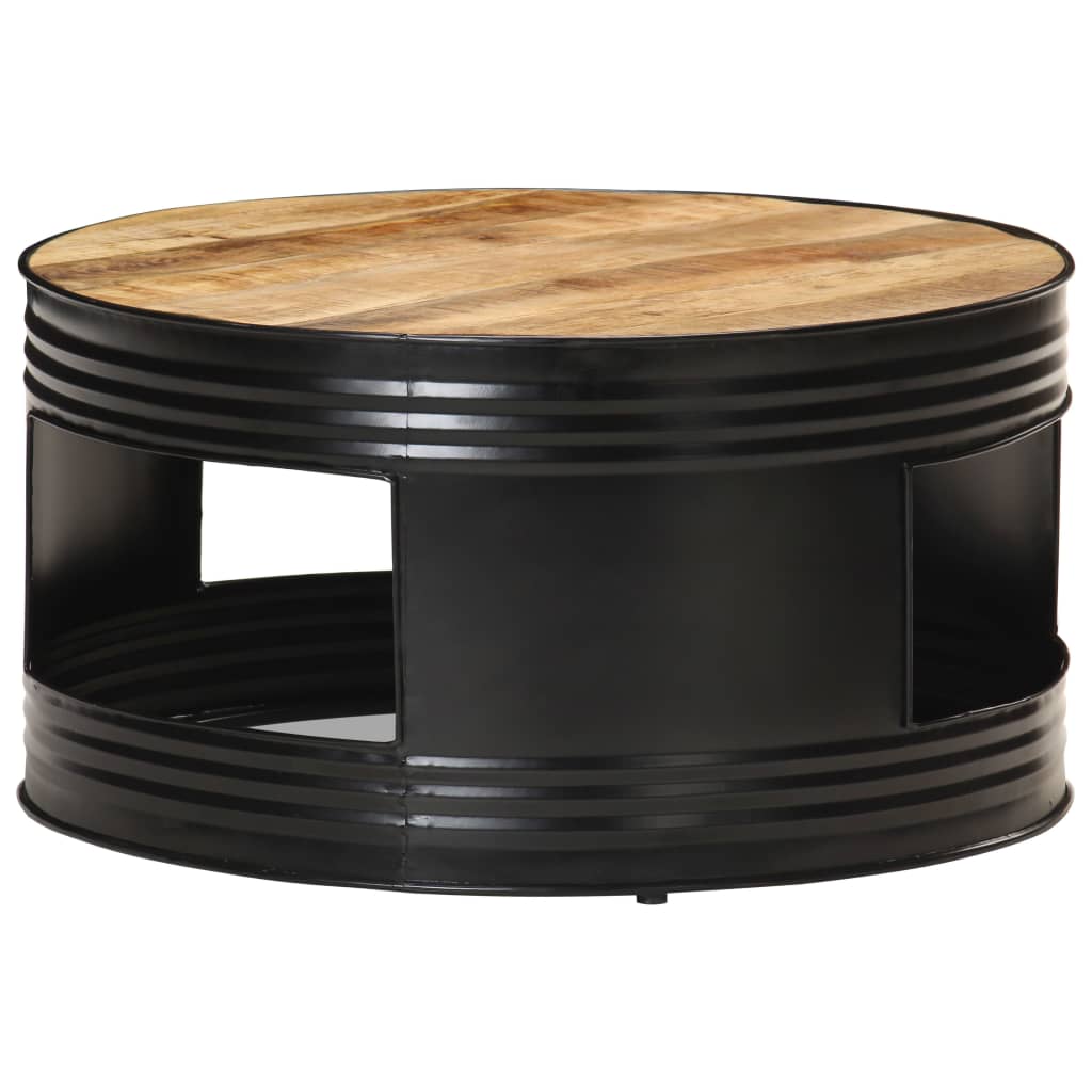Table basse Noir 68x68x36 cm Bois massif de manguier brut - XIOS