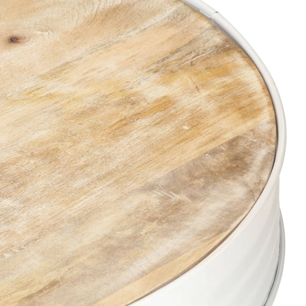 Table basse Blanc 68x68x36 cm Bois de manguier solide - XIOS
