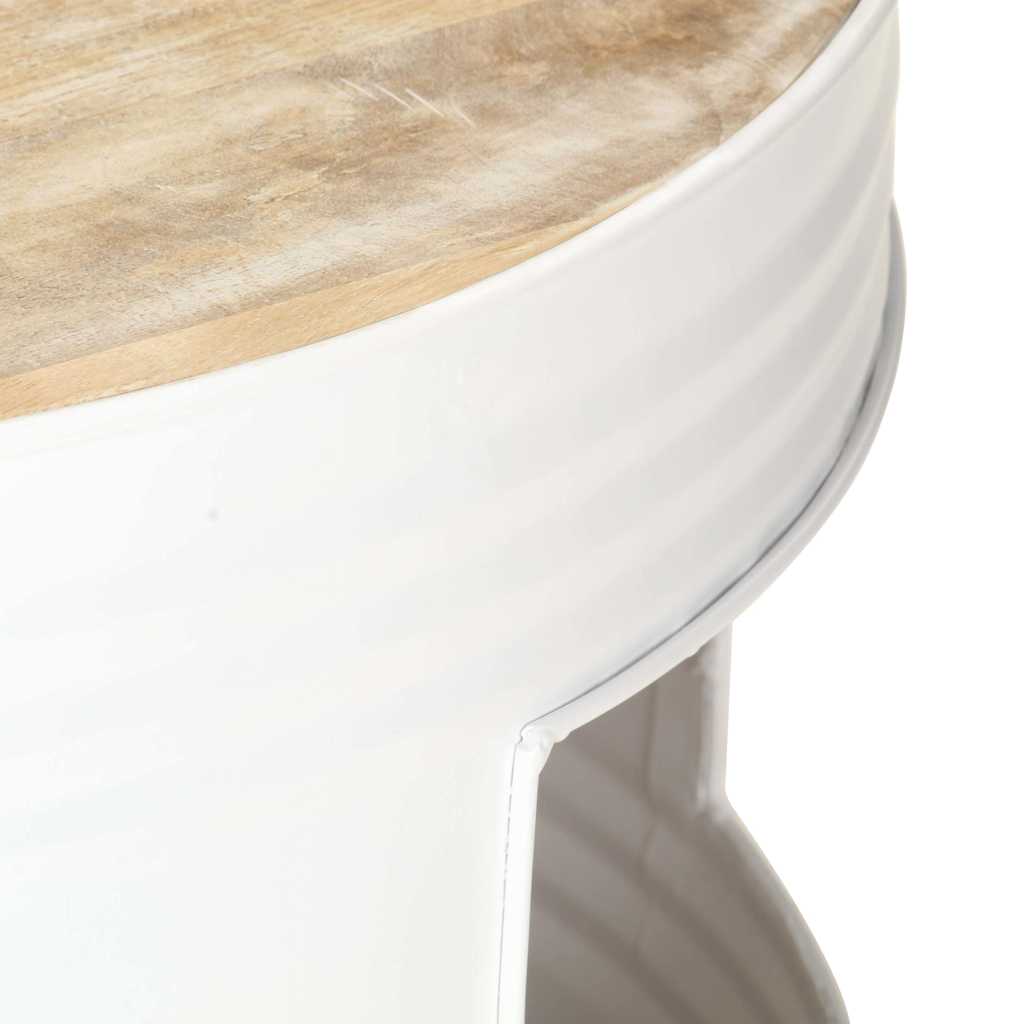 Table basse Blanc 68x68x36 cm Bois de manguier solide