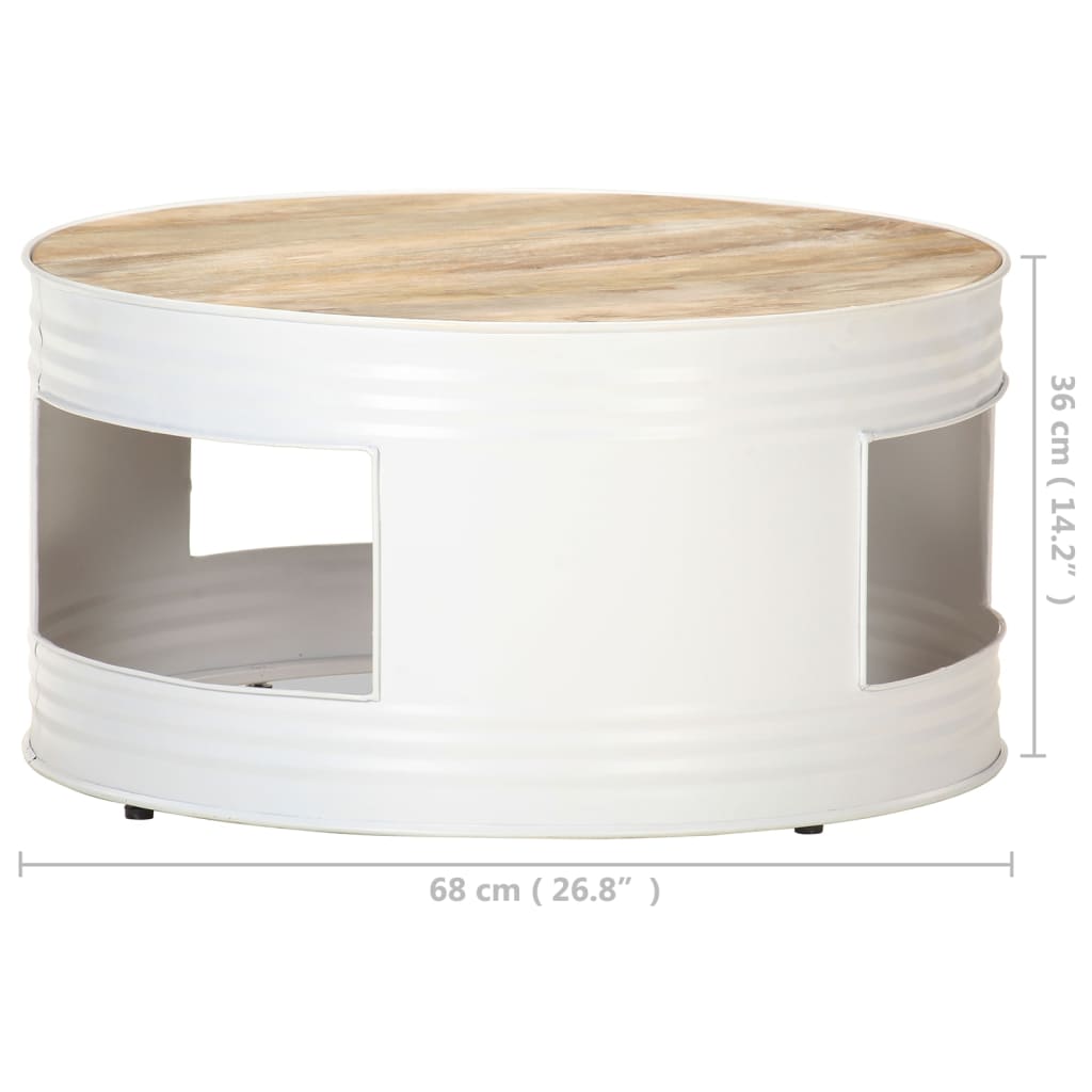 Table basse Blanc 68x68x36 cm Bois de manguier solide - XIOS