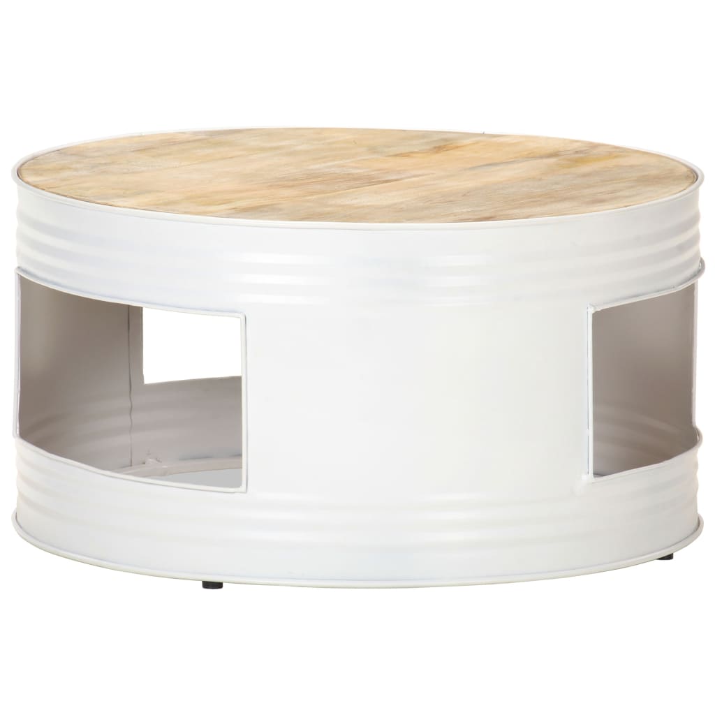 Table basse Blanc 68x68x36 cm Bois de manguier solide - XIOS