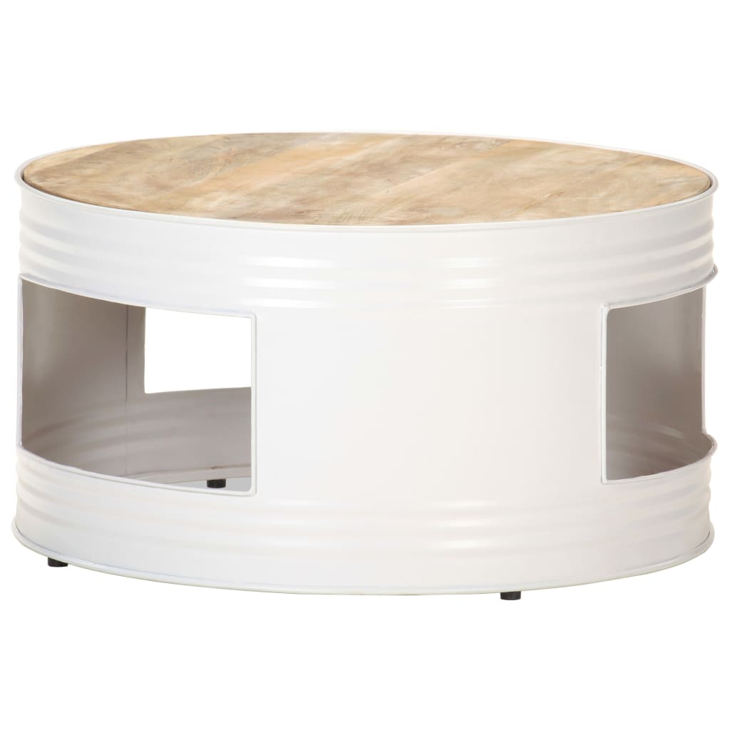 Table basse Blanc 68x68x36 cm Bois de manguier solide - XIOS
