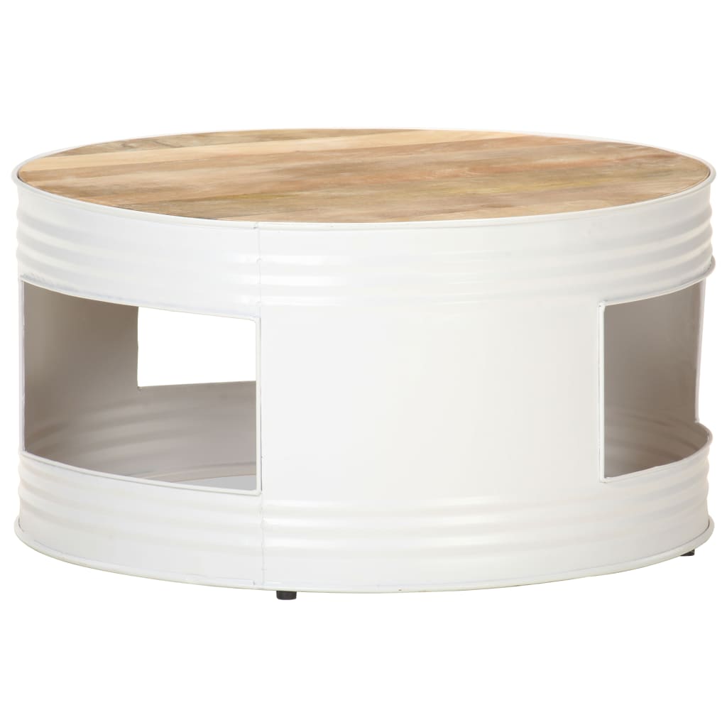 Table basse Blanc 68x68x36 cm Bois de manguier solide - XIOS