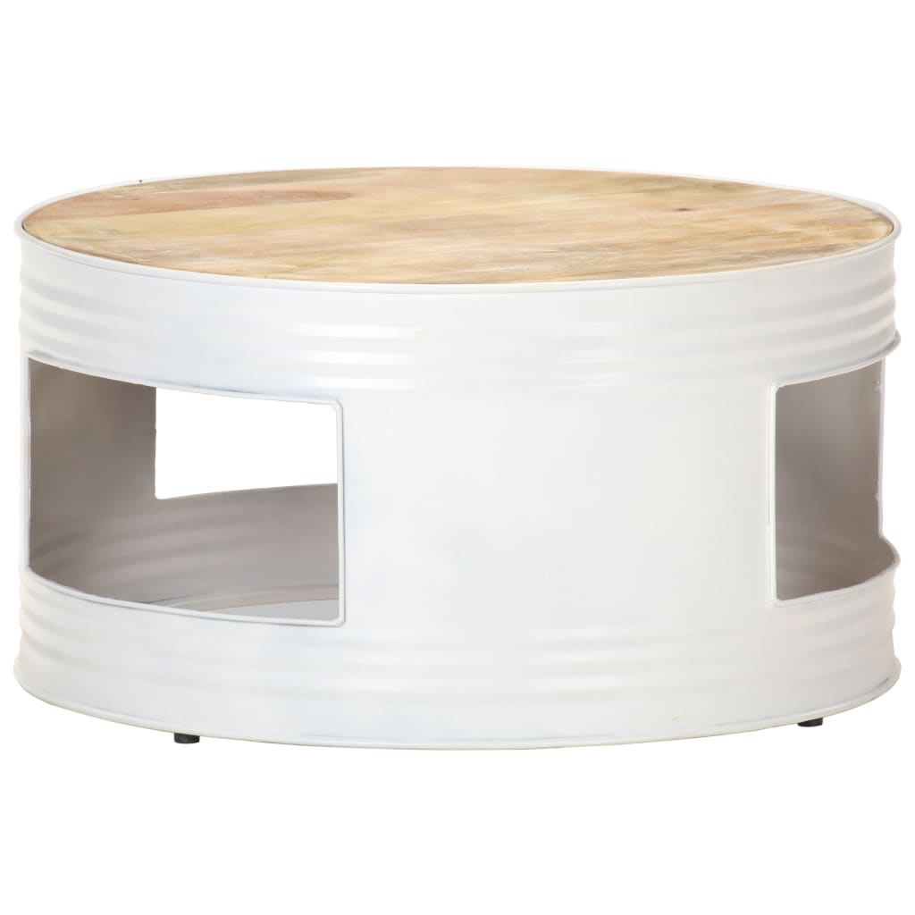 Table basse Blanc 68x68x36 cm Bois de manguier solide - XIOS