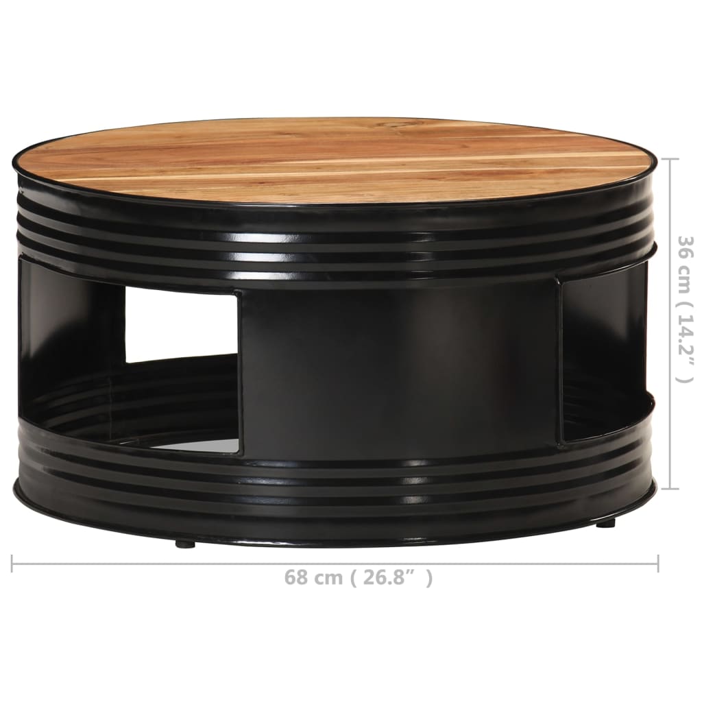 Table basse Noir 68x68x36 cm Bois d'acacia massif - XIOS