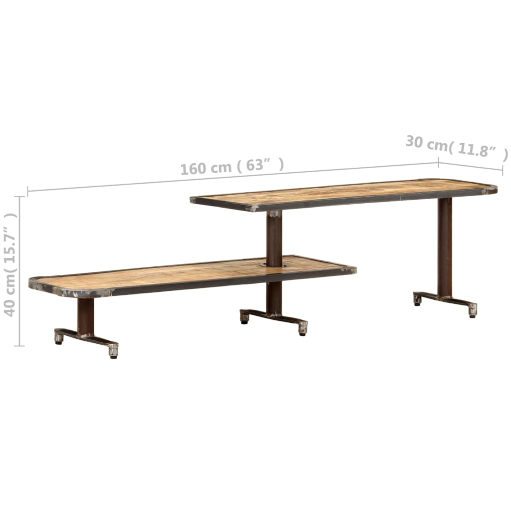 Meuble TV 160x30x40 cm Bois de manguier massif - XIOS