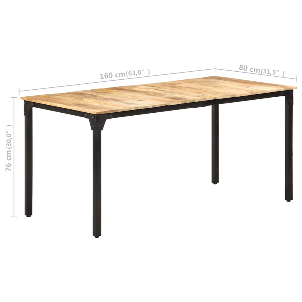 Table de salle à manger 160x80x76 cm Bois de manguier brut - XIOS