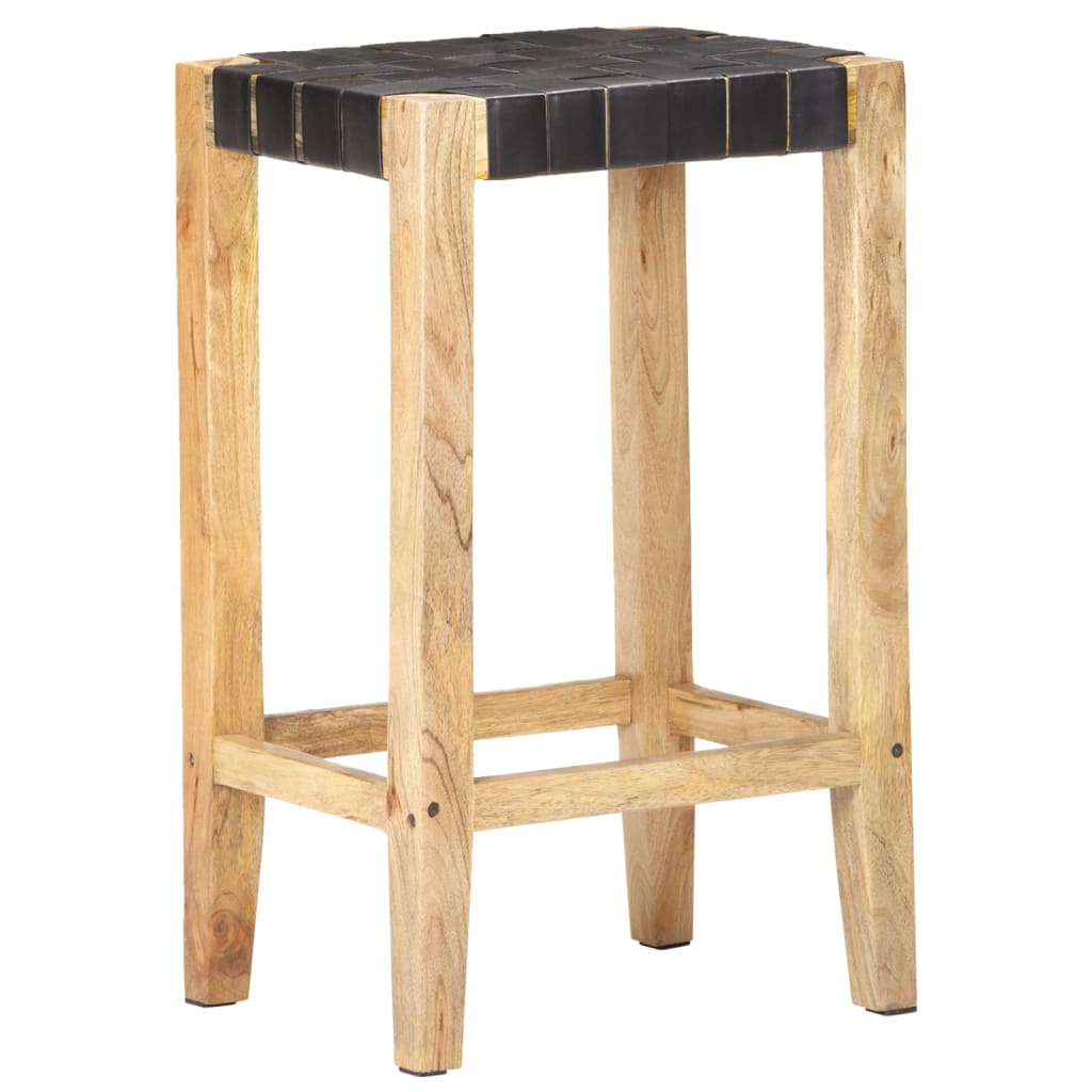 Tabourets de bar lot de 2 noir cuir véritable 75 cm - XIOS