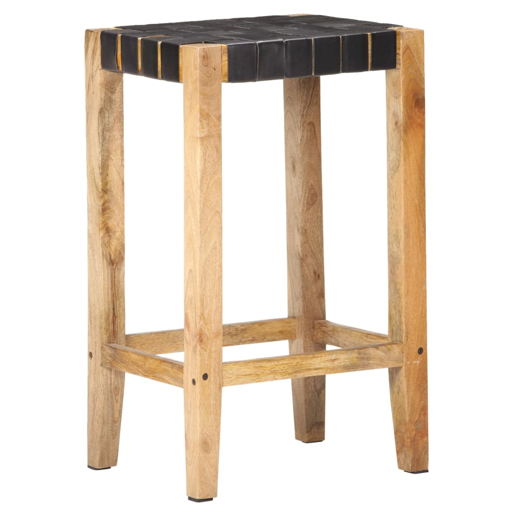 Tabourets de bar lot de 2 noir cuir véritable 75 cm - XIOS