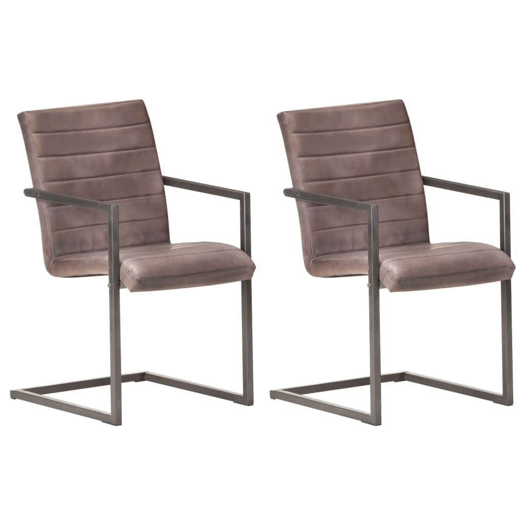 Chaises à manger cantilever lot de 2 marron cuir véritable - XIOS