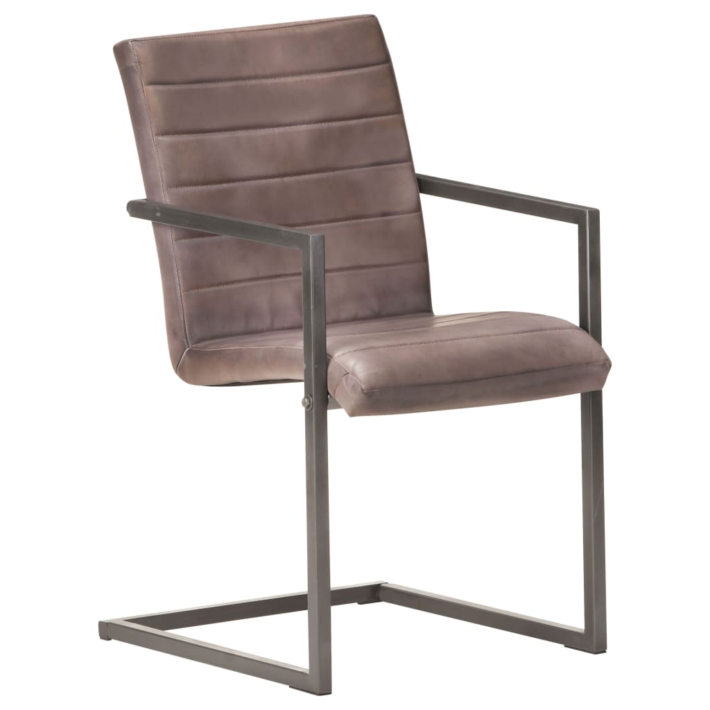 Chaises à manger cantilever lot de 2 marron cuir véritable - XIOS