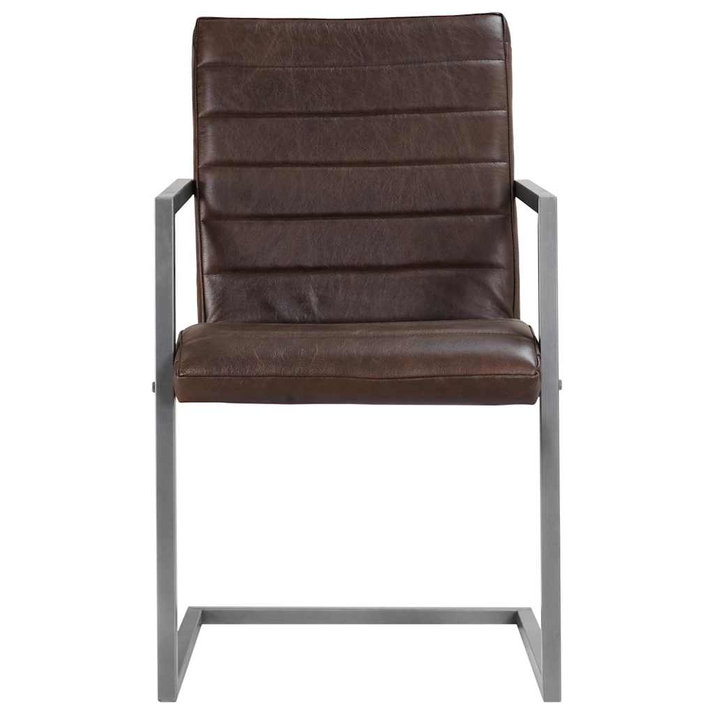Chaises à manger cantilever lot de 2 marron cuir véritable