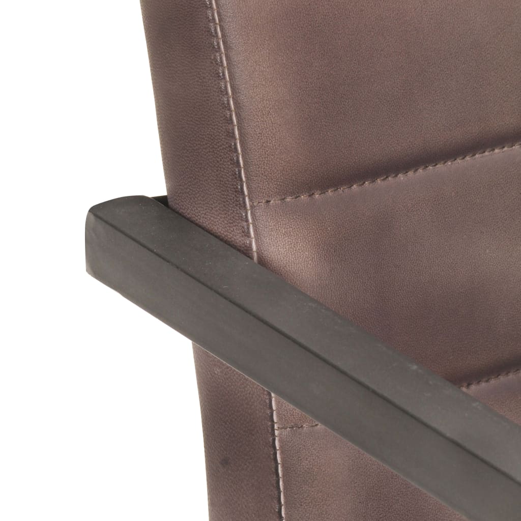 Chaises à manger cantilever lot de 2 marron cuir véritable - XIOS