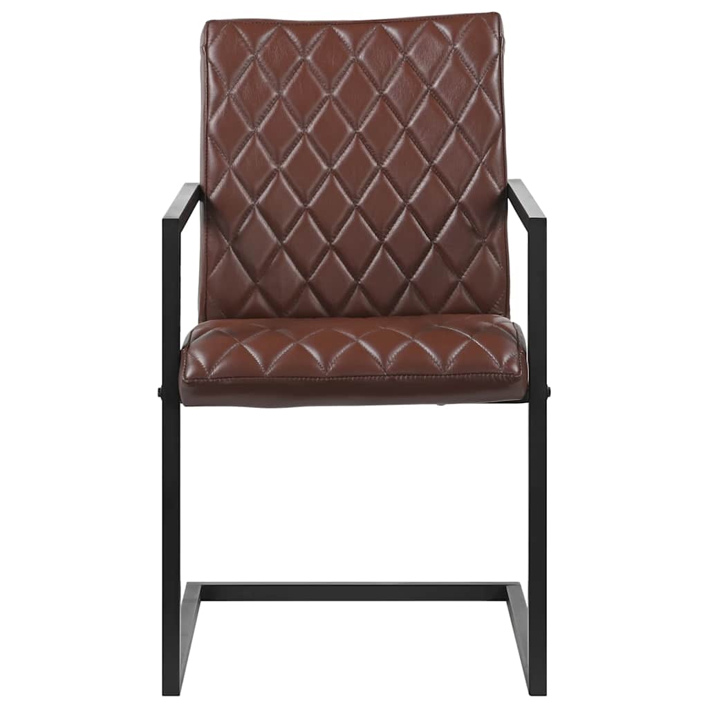 Chaises à manger cantilever lot de 2 marron cuir véritable - XIOS