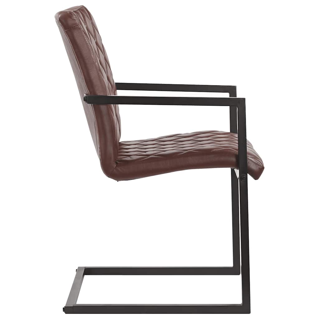Chaises à manger cantilever lot de 2 marron cuir véritable - XIOS