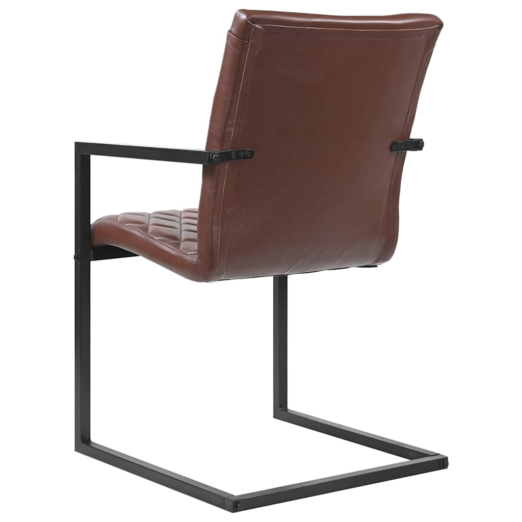 Chaises à manger cantilever lot de 2 marron cuir véritable - XIOS