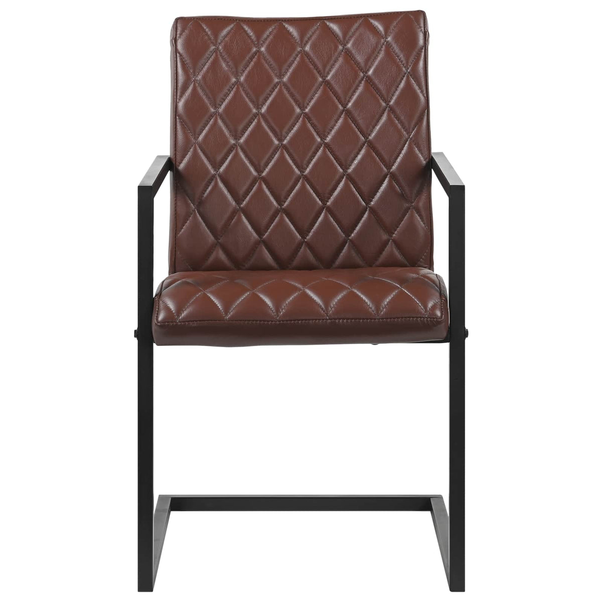 Chaises à manger cantilever lot de 2 marron cuir véritable