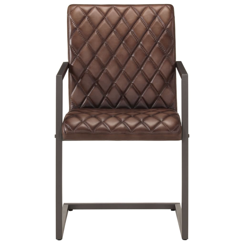 Chaises à manger cantilever lot de 2 marron cuir véritable - XIOS