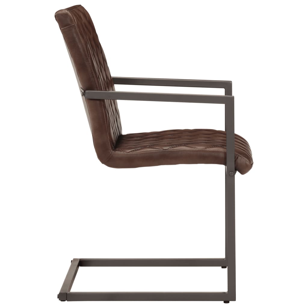 Chaises à manger cantilever lot de 2 marron cuir véritable - XIOS