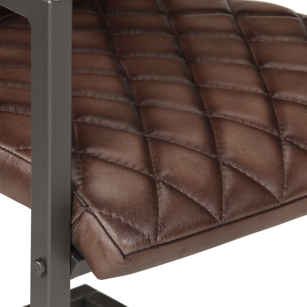 Chaises à manger cantilever lot de 2 marron cuir véritable - XIOS