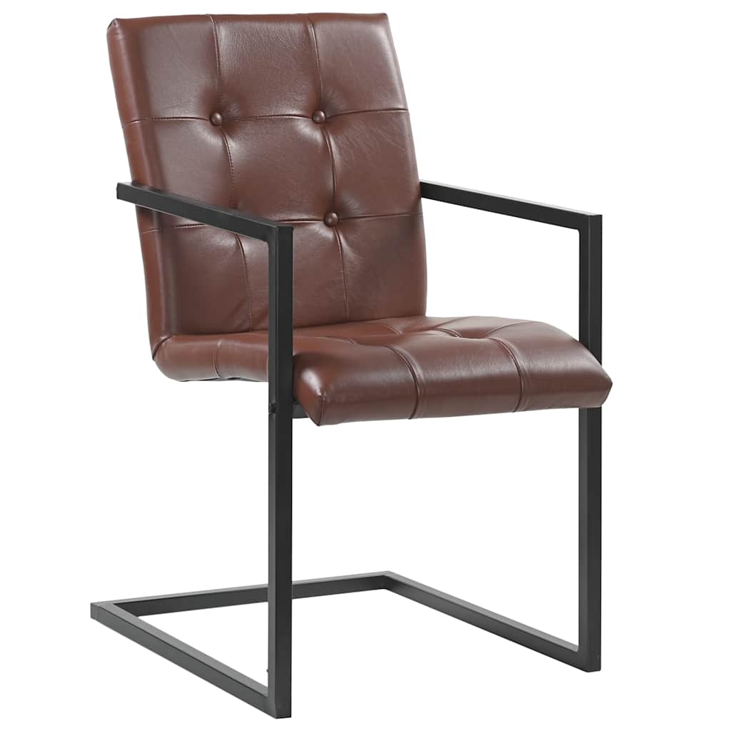 Chaises à manger cantilever lot de 2 marron cuir véritable - XIOS
