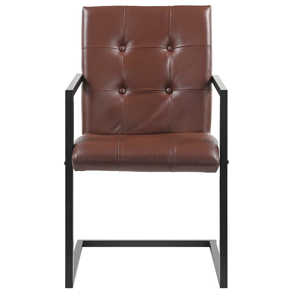 Chaises à manger cantilever lot de 2 marron cuir véritable - XIOS