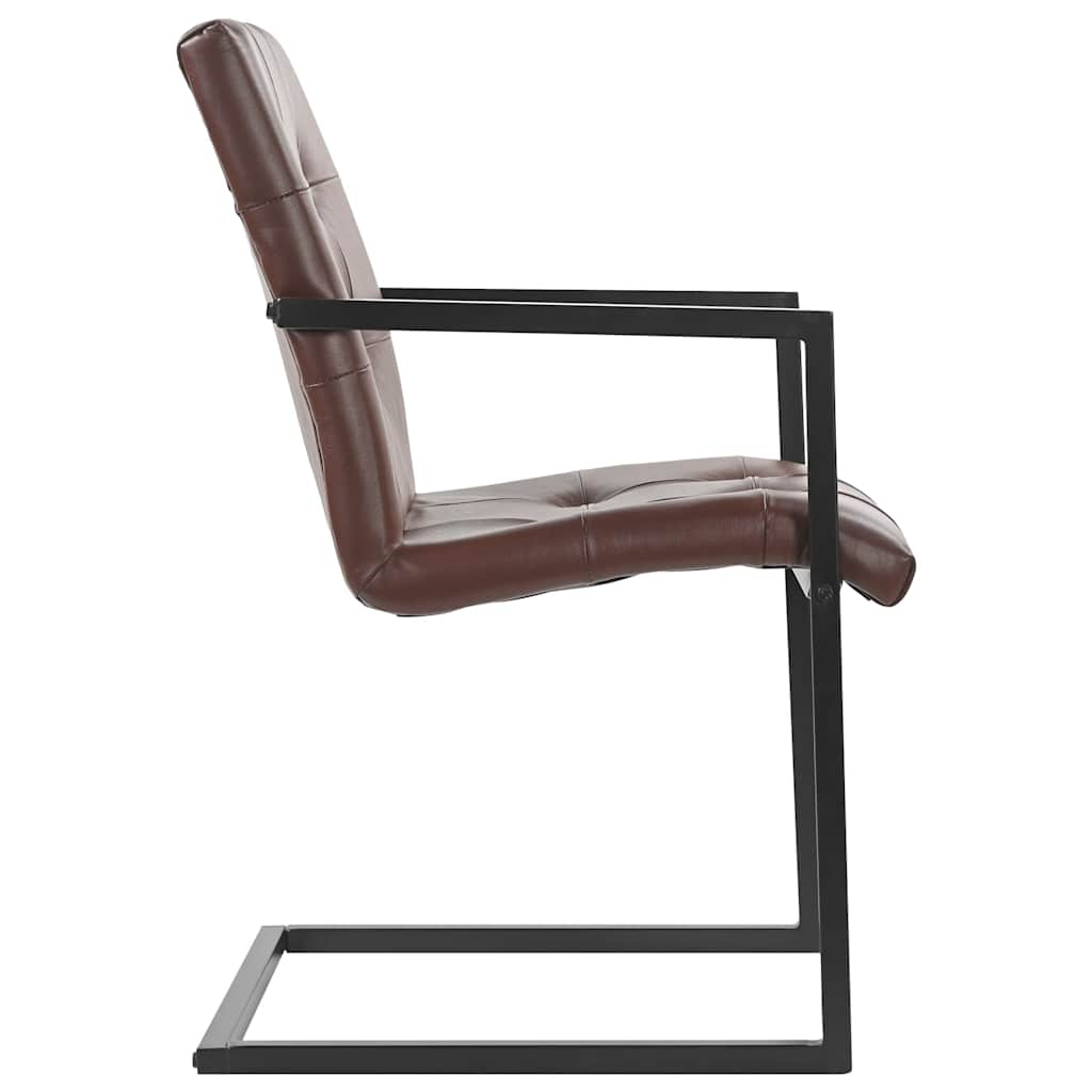 Chaises à manger cantilever lot de 2 marron cuir véritable - XIOS