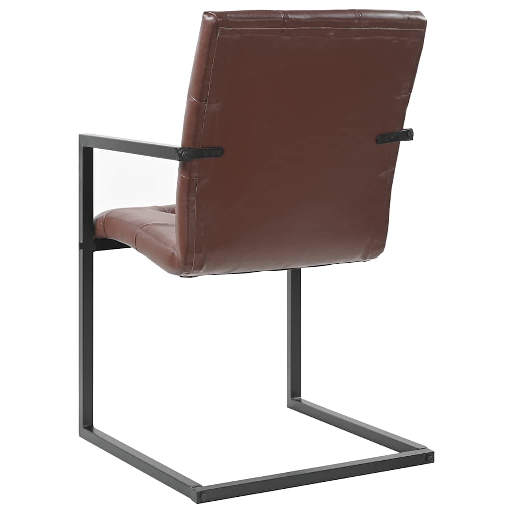 Chaises à manger cantilever lot de 2 marron cuir véritable - XIOS