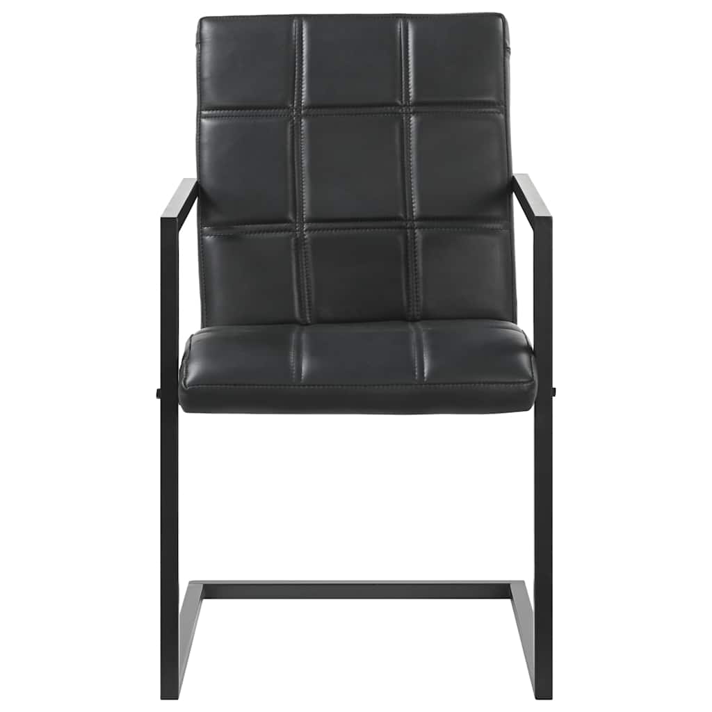Chaises à manger cantilever lot de 2 noir cuir véritable - XIOS