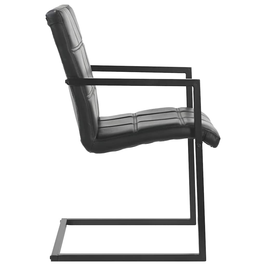 Chaises à manger cantilever lot de 2 noir cuir véritable - XIOS