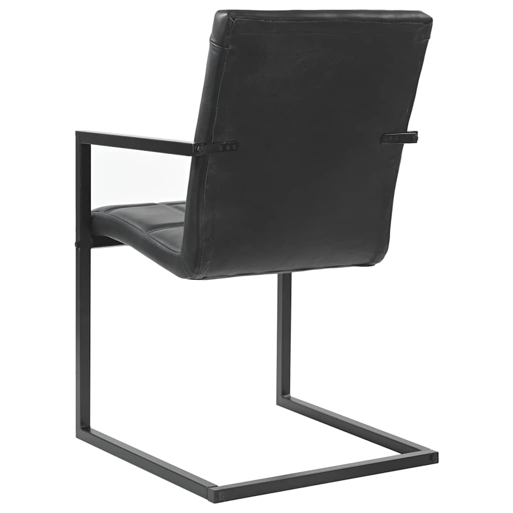 Chaises à manger cantilever lot de 2 noir cuir véritable - XIOS