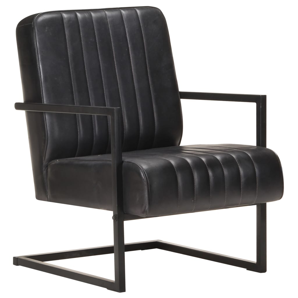 Chaise de canapé cantilever noir cuir véritable - XIOS