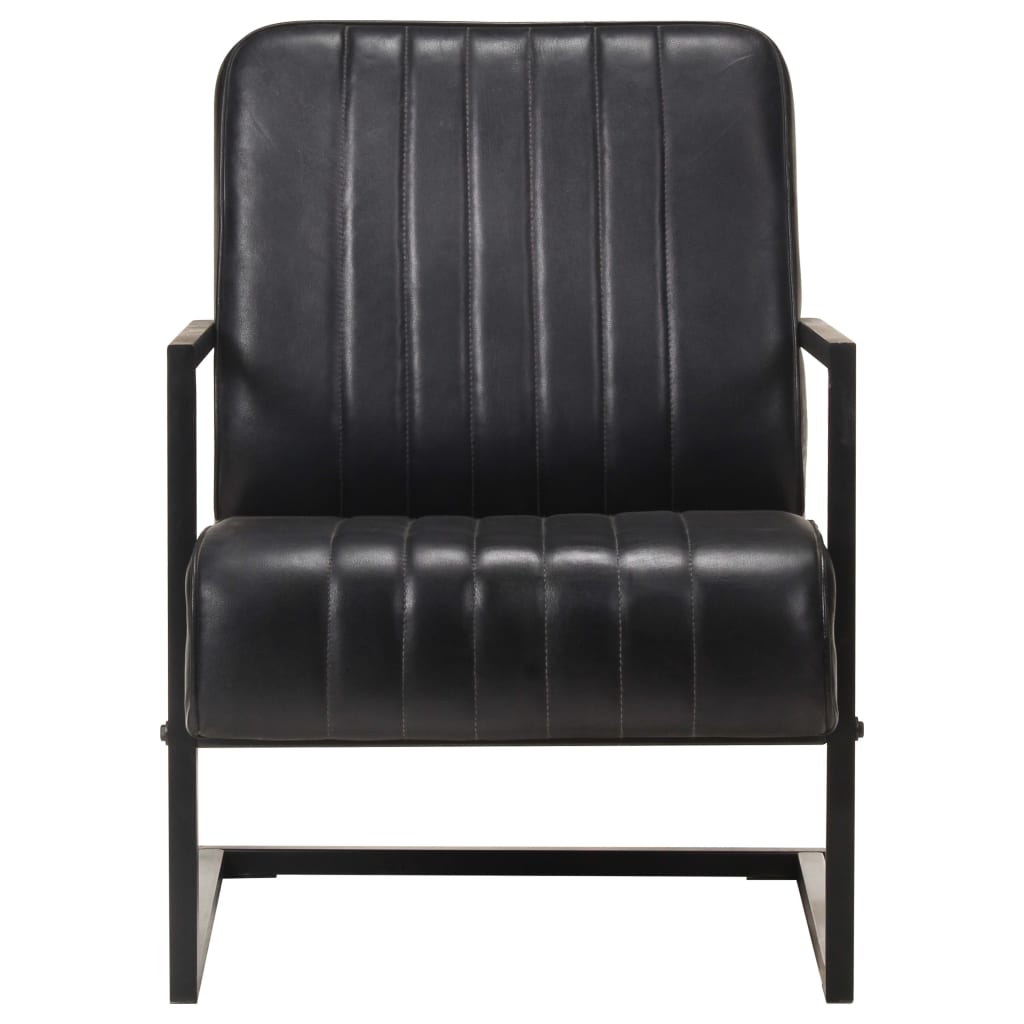 Chaise de canapé cantilever noir cuir véritable - XIOS