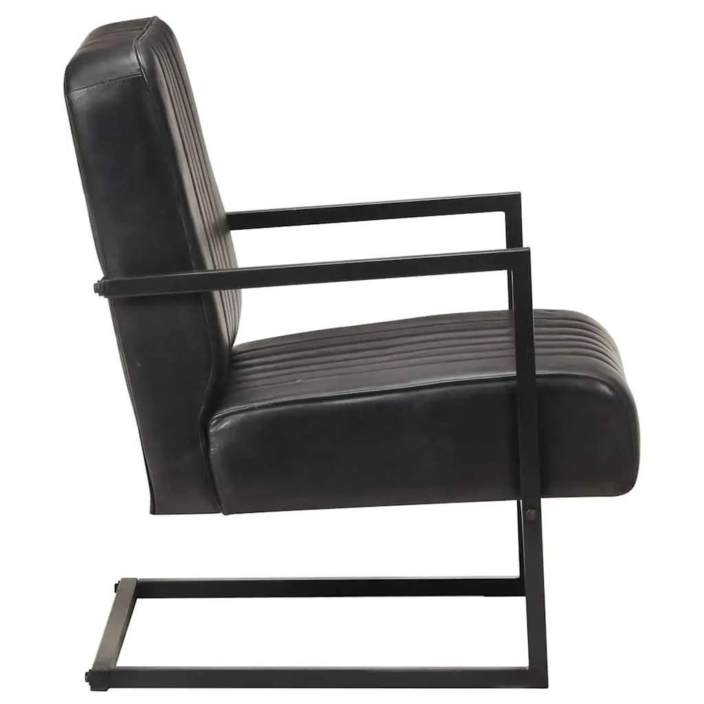 Chaise de canapé cantilever noir cuir véritable - XIOS