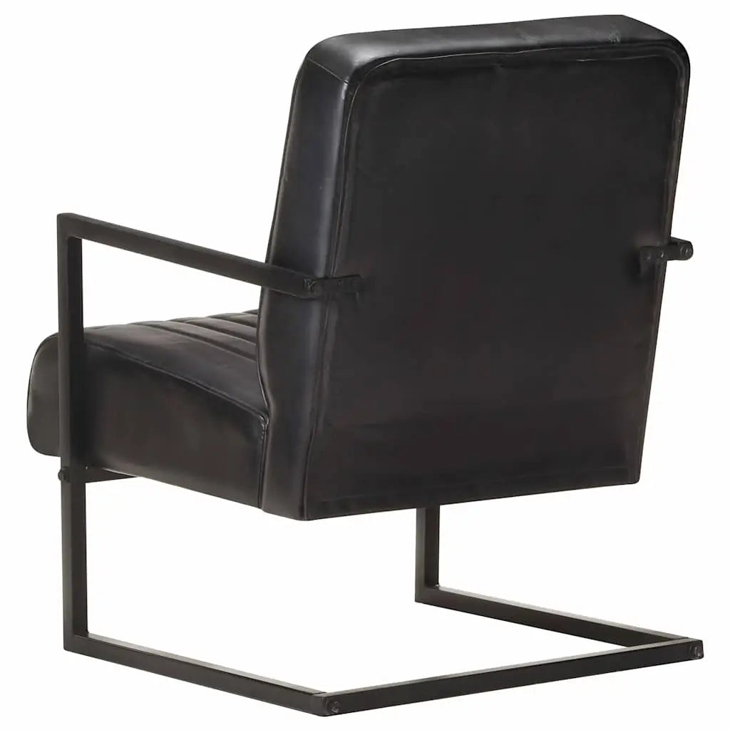 Chaise de canapé cantilever noir cuir véritable - XIOS