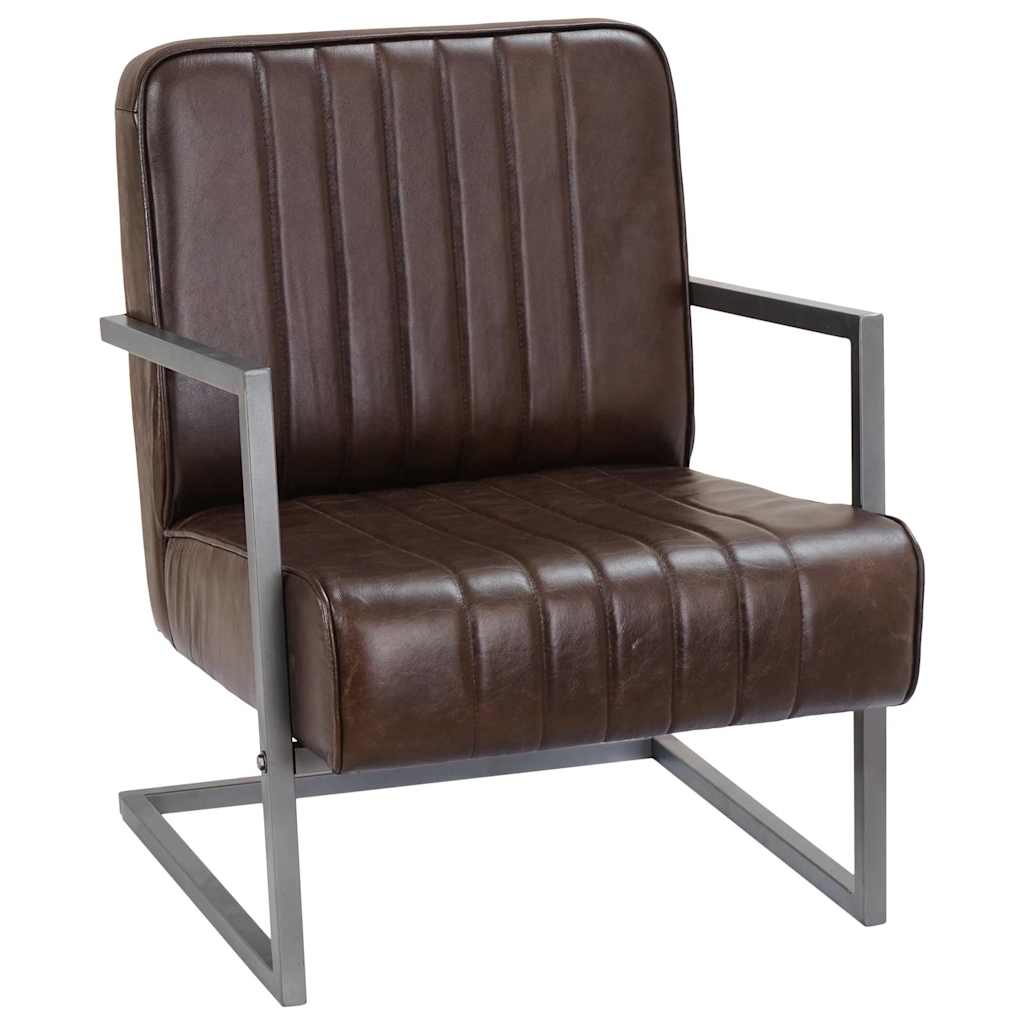 Chaise de canapé cantilever marron délavé cuir véritable