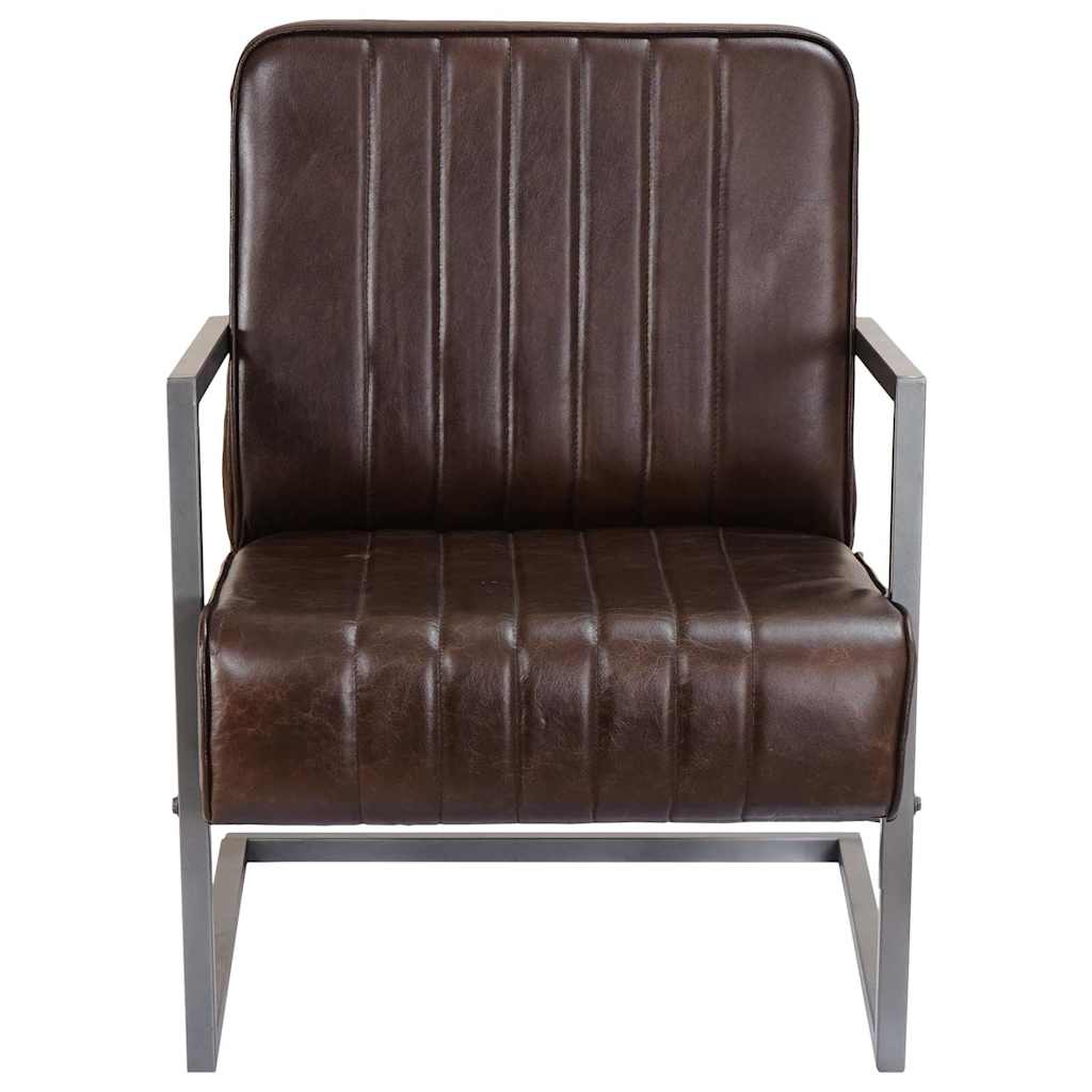 Chaise de canapé cantilever marron délavé cuir véritable